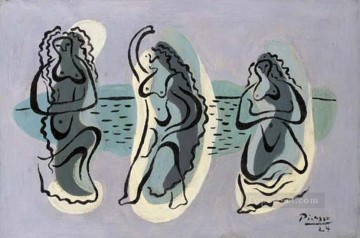 Trois femmes au bord d une plage 1924 Cubists Oil Paintings